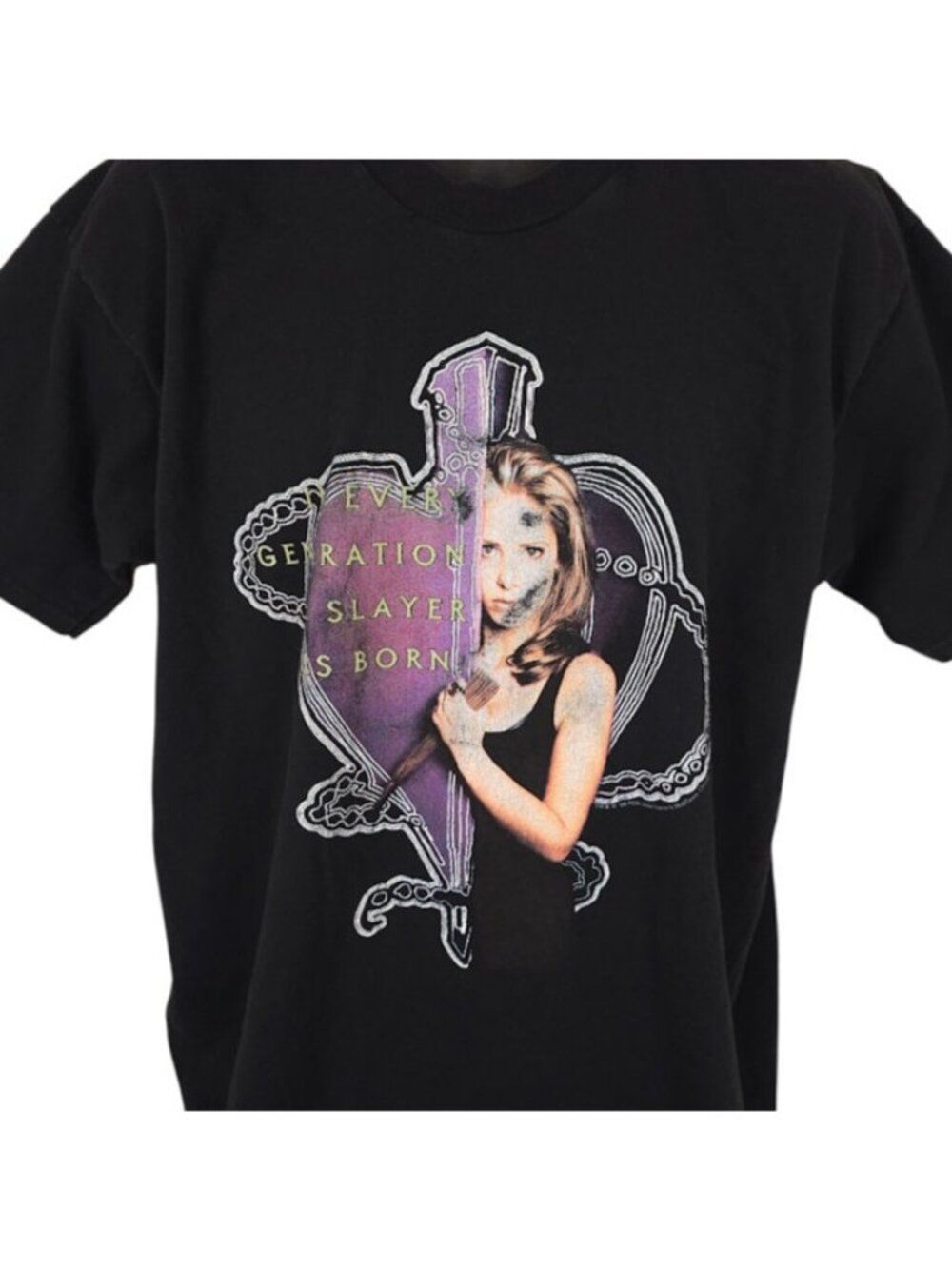 Vintage Buffy The Vampire Slayer T Shirt Mens Size XL Black 90s 1998 TV Series